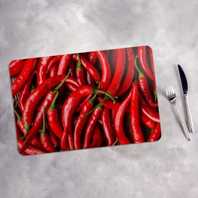 Produktbild von Tischset 4x45x30 cm Platzset Tischmatte Platzmatte Untersetzer - Rote scharfe Chili Paprika