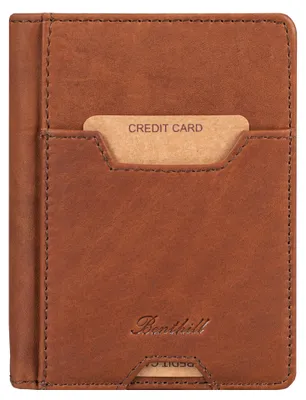 Produktbild von Benthill Herren Geldbörse aus Echt-Leder - Slim Geldbeutel mit RFID-Schutz - Kleines Portemonnaie für Männer - Kleine Geldbörse mit Münzfach