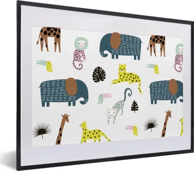 Produktbild von MuchoWow® MuchoWow® Gerahmtes Poster Tiere - Wilde Tiere - Weiß 40x30 cm - Poster mit zchwarzem Bilderrahmen - Bilderrahmen - Poster im Rahmen