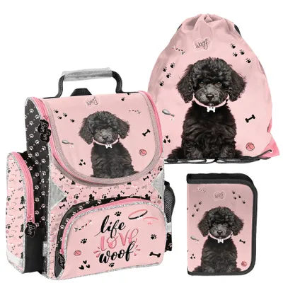 Produktbild von Schulranzen 3-tlg. Set für Mädchen & Jungen HUND– Paso Ranzen, Mäppchen, Tasche