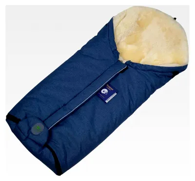 Produktbild von Baby Fußsack ESKIMO | echtes Merino Lammfell | Mumienform | mit Reißverschluss | für Kinderwagen, Buggy und Stroller | cobalt