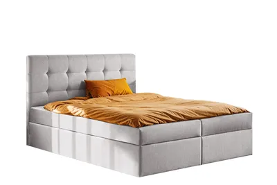 Produktbild von Kaiser Möbel Boxspringbett mit matratze und bettkasten, Schlafbett LUDANO stoff Soro Hellgrau 180x200 cm H2-Pocket