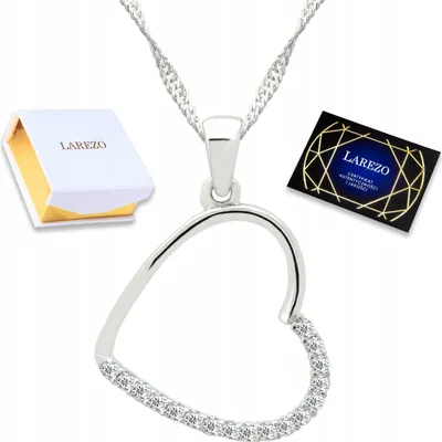 Produktbild von Halskette aus 925er Sterlingsilber mit Herzanhänger und Zirkonia-Anhänger.