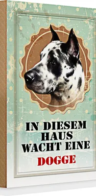 Produktbild von Holzschild Spruch Hund 20x30cm in diesem Haus wacht eine Dogge