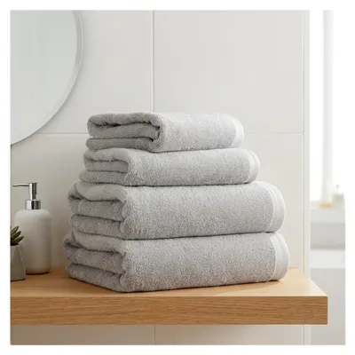 Produktbild von Handtuch-Set 4-teilig - 100% Baumwolle (500 g/m²) - 2 Handtücher (50x100 cm) & 2 Gästetücher (40x50 cm) - Weich & Saugstark, Frottee Qualität - Grau