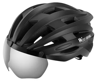 Obrázok produktu pre Cyklistická prilba s magnetickými okuliarmi, 24 ventilačných otvorov, pre mužov a ženy, veľkosť 62–65 cm, jazdecká prilba, čierna, 62–65 cm