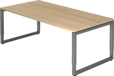 Produktbild von bümö Schreibtisch Serie-R - Gestell: Graphit, Größe:  200 x 100 cm, Nachbildung: Eiche