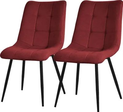 Produktbild von ML-Design Esszimmerstühle 2er Set Rot, Wohnzimmerstühle mit Stoffbezug und Metallbeinen, Küchenstühle mit Rückenlehne