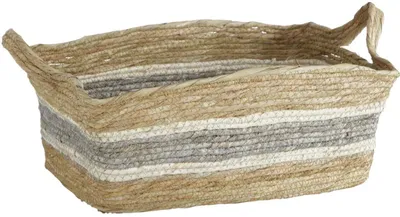 Produktbild von Korb aus Maisblatt, quadratisch, robust, mit Griffen, 49 cm breit, 17 cm hoch