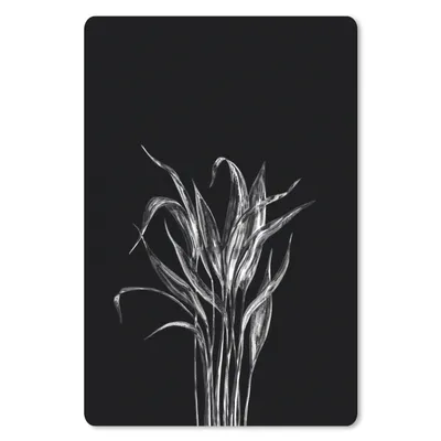 Produktbild von MuchoWow® Mauspad Mousepad Lange dünne Blätter auf schwarzem Hintergrund - schwarz und weiß 40x60 cm - Mousepads - Maus Mat - Pad - Mausunterlage - Schreibtisch Accesoire