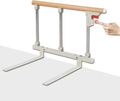 Obrázok produktu pre Zábrana na posteľ 70 x 40 cm, farba dreva, skladacia ochrana, kovová rukoväť, pre seniory