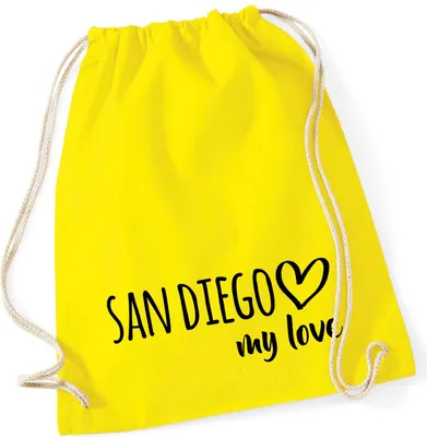 Produktbild von Huuraa Turnbeutel San Diego my love 12 Liter Yellow Baumwolle Rucksack Geschenkidee