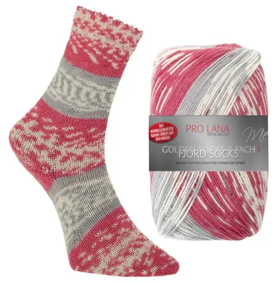 Produktbild von Pro Lana FJORD SOCKS 100 g 4-fach Norweger-Sockenwolle mit zauberhaftem Norwegermuster 420 m Farbe 183 - rot color