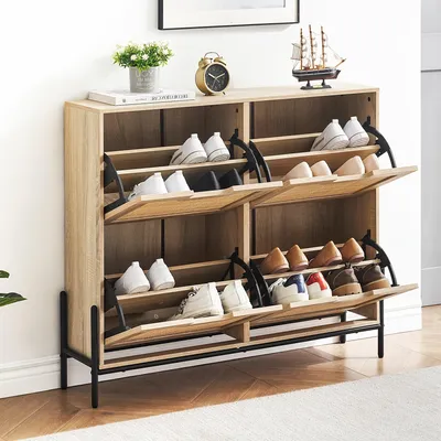 Produktbild von Schuhschrank - Schuhregal - Schuhaufbewahrung - Schuhmöbel - Schuhaufbewahrungsschrank - 4 Klapptüren