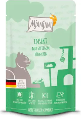 Produktbild von MjAMjAM Cat - Leckere Mahlzeiten Pouchbeutel 12x125g | Insekt & Huhn