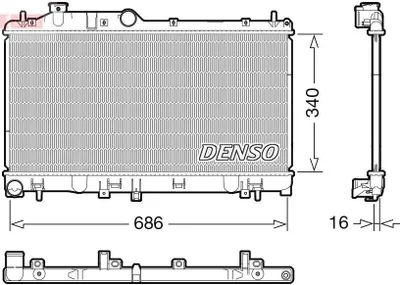 Produktbild von DENSO DRM36025 Kühler Wasserkühler Motorkühler für SUBARU IMPREZA Schrägheck (GR, GH, G3) IMPREZA Stufenheck (GR)