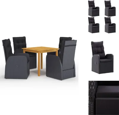 Produktbild von vidaXL 5-tlg. Garten-Essgruppe Schwarz -  Gartenmöbel-Sets