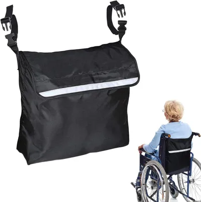 Image de Sac de rangement pour fauteuil roulant, en tissu Oxford imperméable, multifonctionnel, 1 pièce, pour une utilisation en extérieur
