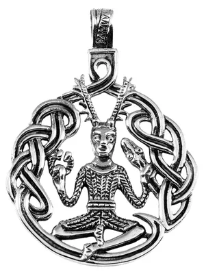 Produktbild von Keltischer Gott Cernunnos Schmuck Anhänger 925er Silber  50x37mm