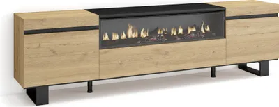 Immagine prodotto di COZY Mobile TV Soggiorno, 200x35x57cm, Per TV fino a 80, Camino elettrico, Rovere e Nero