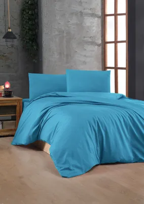 Produktbild von L'Essentiel Linge de Maison, Sax Blue, Ranforce Doppel-Bettbezug-Set (FR), Saxofonblau, 100 % BAUMWOLLE RANFORCE, 200 x 200 cm