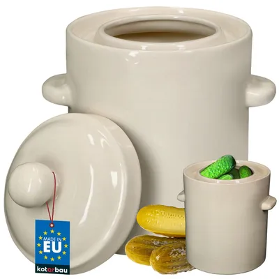 Fermentationsgefäß 2,5 L Keramik mit Deckel und Wasserrand