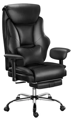 Zdjęcie produktu dla Ergonomiczne krzesło biurowe – fotel dla dyrektora – regulacja wysokości – obrotowe – podwójne oparcie – podłokietniki – kółka – kolor czarny