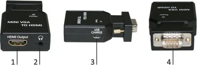Image de Convertisseur Mini VGA vers HDMI de MicroConnect (MC-CONMVGAHM)
