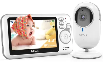 Produktbild von TakTark Babyphone mit Kamera, 4.3'' Babyphone Video Baby Monitor, Babyfon mit Kamera und Audio mit VOX, Gegensprechfunktion, Nachtsicht, Digitalzoom, Temperaturüberwachung und Keine störenden Lichter