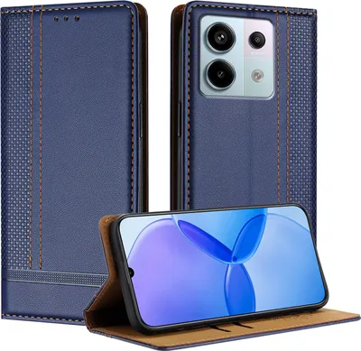 Produktbild von Handyhülle für Xiaomi Redmi Note 13 Pro 5G Leder Flip Klappbare Schutzhülle mit Standfunktion Blau