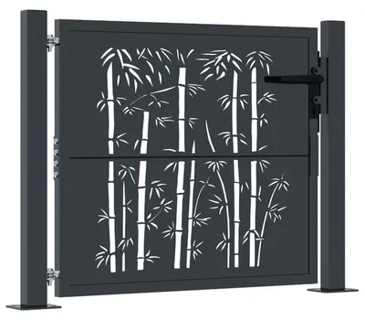 Productafbeelding van Tuinpoort, verzinkt staal, 100 x 100 cm, bambusstijl, afsluitbaar, eenvoudig te monteren, ideaal voor hekken