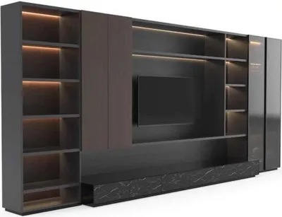 Productafbeelding van Moderne wandmeubel voor de woonkamer, kastenset, modern, bruin, hout