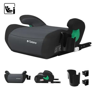 Produktbild von Tulano Cabby 35 i-Size Kindersitz 125–150 cm – ECE R129/03, ISOFIX + Gurt, abnehmbarer Bezug, Getränkehalter, graphit