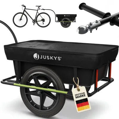 Produktbild von Juskys Fahrradanhänger 90 Liter - für 40 kg Zuladung - Kupplung, Deichsel & Plane