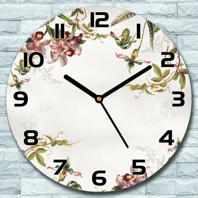 Produktbild von Wanduhr aus Glas Rund fi 30 Vintage Blumen Kunst Quarz Deko Schlafzimmer Büro