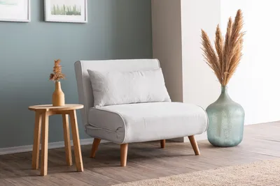 Produktbild von Hanah Home, Folde Single - Teddy Fabric - White, 1-Sitzer-Schlafsofa, 100 % METALL, Weiß, 180 x 80 cm