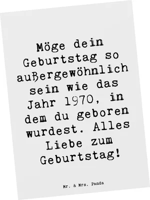 Produktbild von Mr. & Mrs. Panda Postkarte Spruch 1970 Geburtstag - Weiß - Geschenk, Jubiläum, Glückwunsch, Geburtstagsgeschenk, Postkarten, 50., Ansichtskarten, unvergesslicher Tag