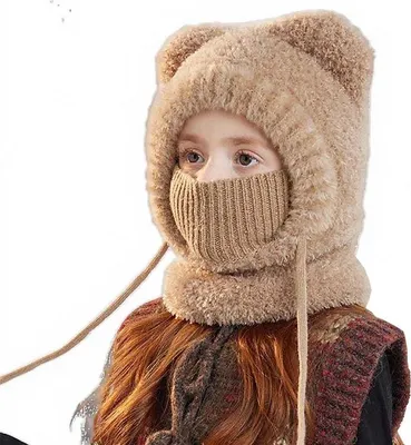 Produktbild von Kinder-Ohrenschutz Mütze im Bärenlook - Flauschiges Fell & wärmendes Innenfutter