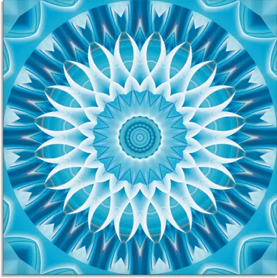 Produktbild von ARTland Glasbild Mandala blau Blüte Größe: 50x50 cm