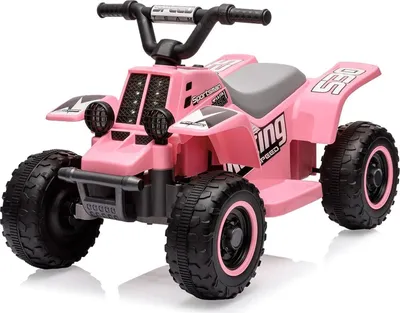 Image de Quad électrique - Véhicule tout-terrain à quatre roues motrices - Batterie 6 V - Marche avant/arrière - Musique et klaxon - 4 roues - À partir de 14 ans - Rose
