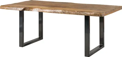 Image de MASSIVMOEBEL24 | Table à manger 220x100 en bois de manguier laqué naturel pieds en U anthracite brillant FREEFORM 5