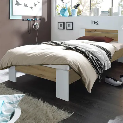 Produktbild von Futonbett 140 x 200 cm Weiß/Artisaneiche