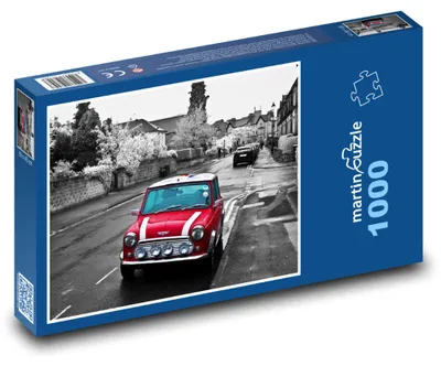 Zdjęcie produktu dla Puzzle 1000 Czerwony samochód na ulicy miejskiej - martinpuzzle