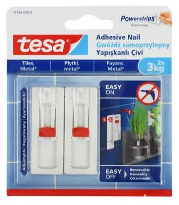 Obrázek produktu pro TESA 77764, Vnitřní, Univerzální háček, Bílá, 3 kg, 2 kusů