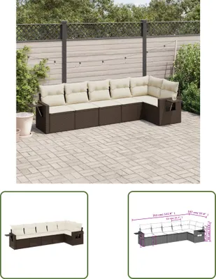 Produktbild von The Living Store 6-tlg. Garten-Sofagarnitur mit Kissen Braun Poly Rattan