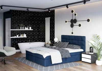 Obrázok produktu pre Boxspringová posteľ s úložným priestorom WALLY - 200x200, modrá