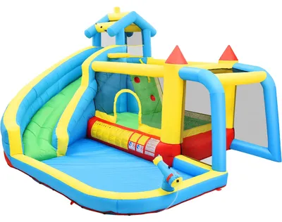 Produktbild von Aufblasbares Sprungschloss, 5 Spielzonen, Wassersprühfunktion, A