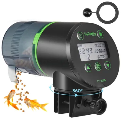 Automatischer Fischfutterautomat, 200 ml, mit Batterien und Futterring