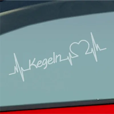 Produktbild von Auto Aufkleber Kegeln Herzschlag Ballsport Pins Kegel Sport Liebe 19x6 cm Milchglas Sticker Heckscheibenaufkleber