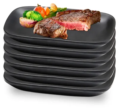 Productafbeelding van Set van 6 Zwarte Dessertborden Rectangular 15,5 x 9 x 2 cm